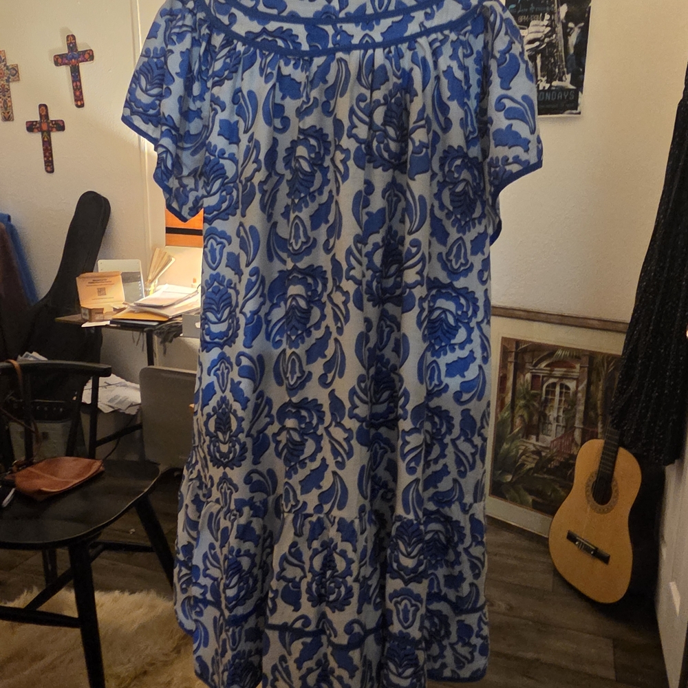 Umgee Blue and White Floral Mini Dress - Picture 3 of 5